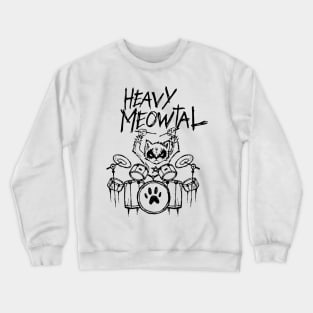 Heavy Metal Headbanger Gift Drummer Cat Playing Drum Meowtal Crewneck Sweatshirt